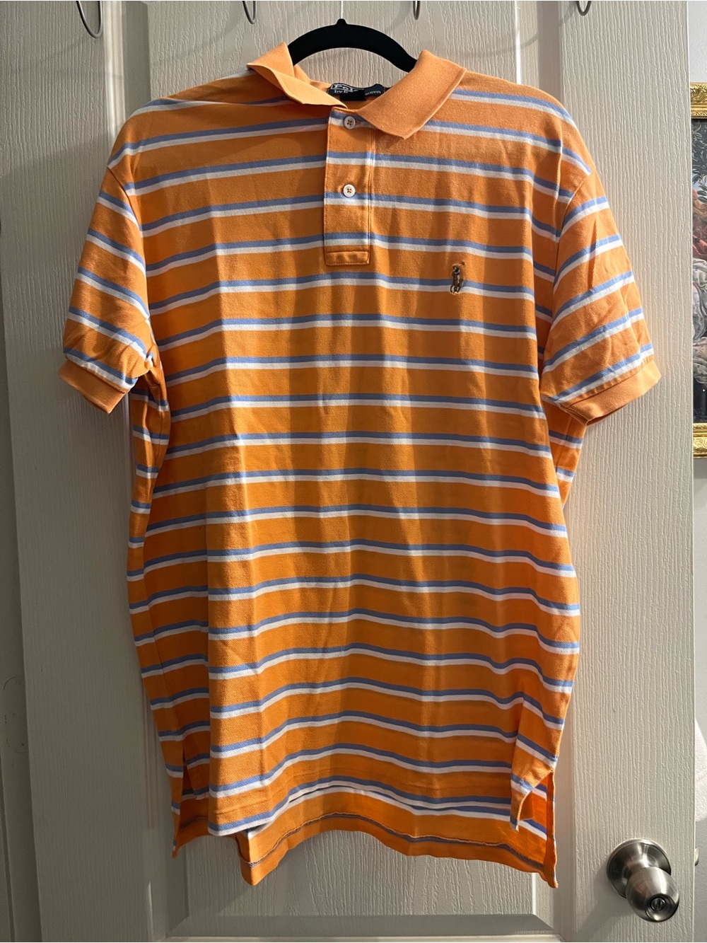 Polo Ralph Lauren Polo Striped Orange Blue White L Short Sleeve Collared Men